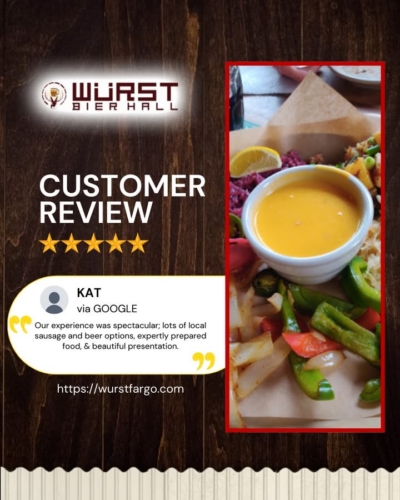 🍺 Experience expertly prepared food, beautiful presentation, and a wide selection of local sausages and beers at Wurst Bier Hall. Come on in! #WurstBierHall #EatLocal #CraftBeer #SausageTime #FoodLovers